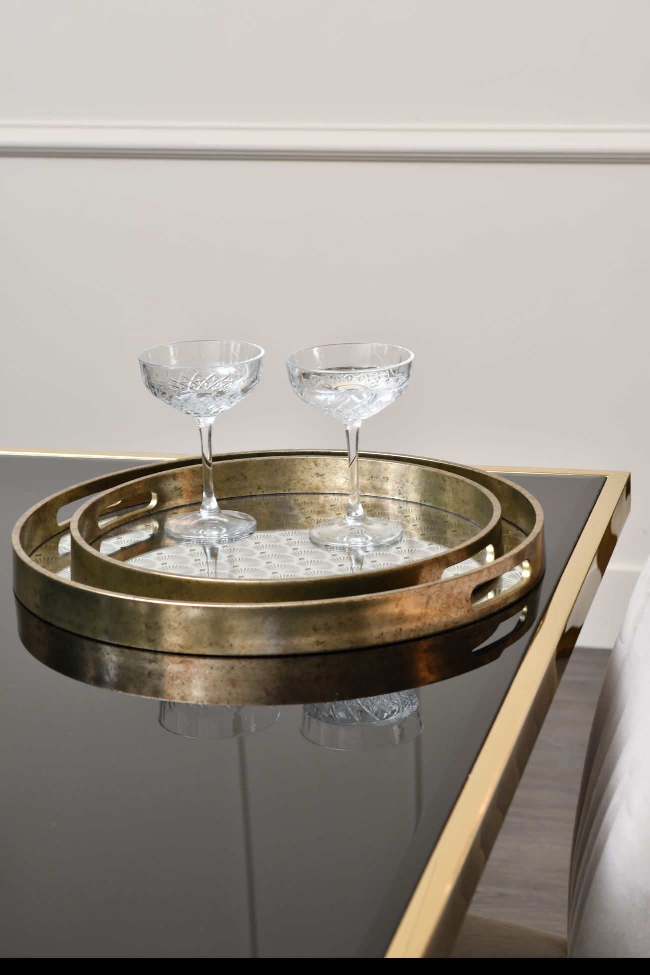Gold Deco Scallop Antique Trays