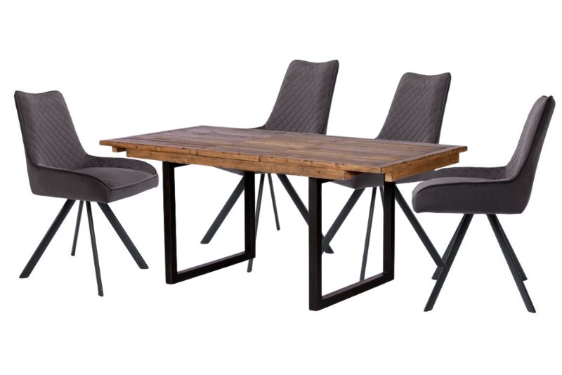 Ford 140cm Extending Dining Table and 4 Grey Pero Dining Chairs - Bundle Deal