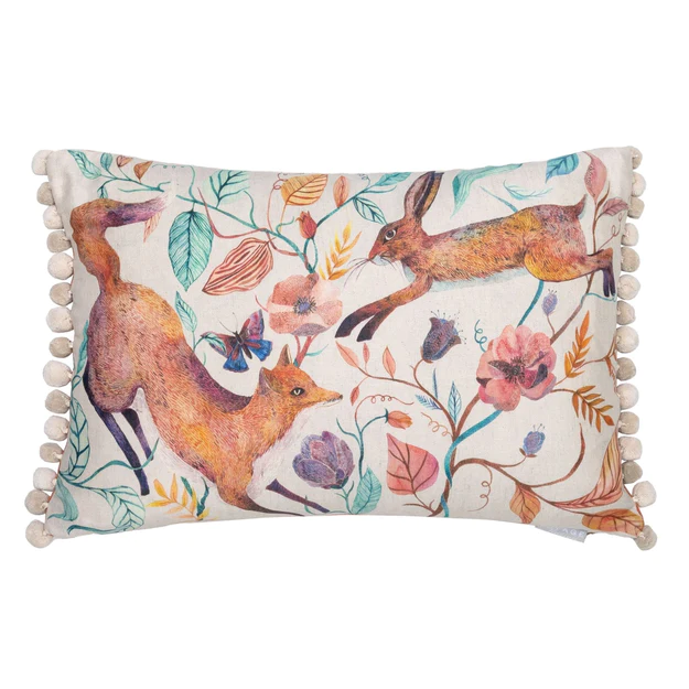 Leaping Into The Fauna Linen Cushion