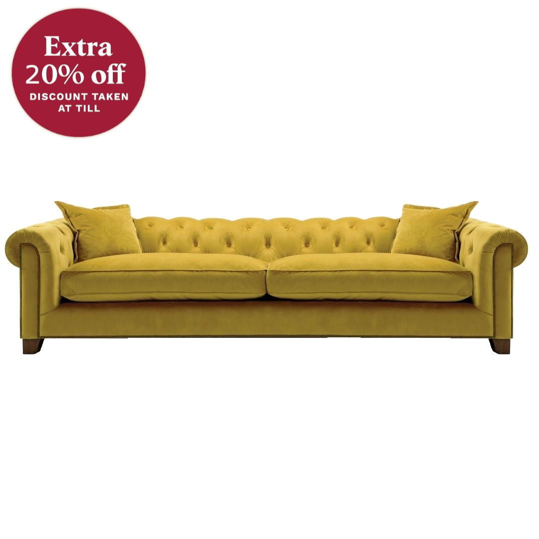 Kennedy 4 Seater Hermit Sofa (Mustard) - OUTLET