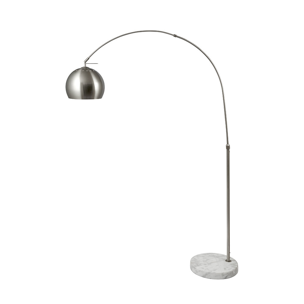 Feliciani Brushed Silver and White Marble Floor Lamp