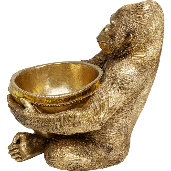 Gorilla Holding Bowl Deco Figurine