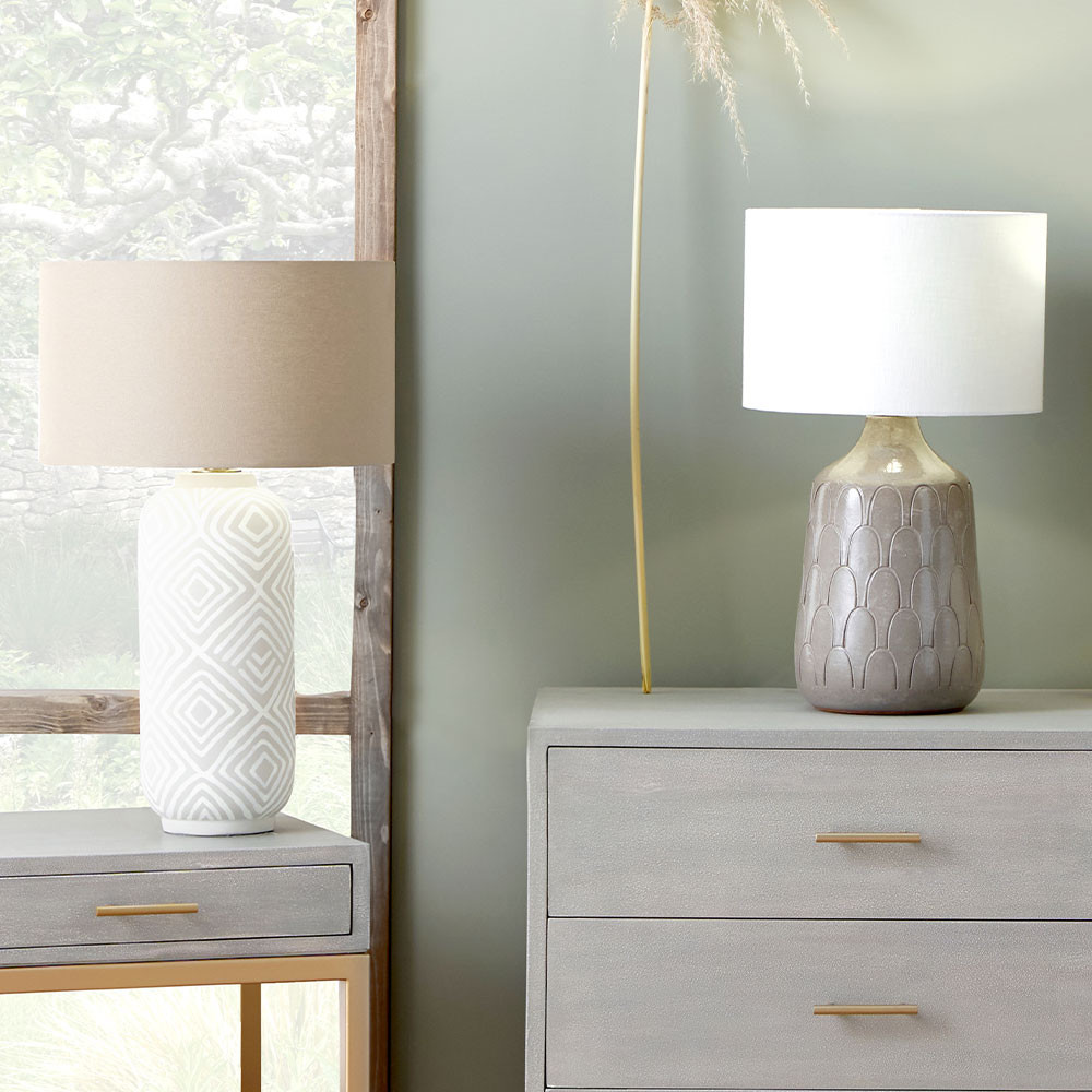 Margot Grey Pattern Stoneware Lamp