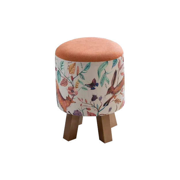 Leaping Into The Fauna Linen Lined Footstool