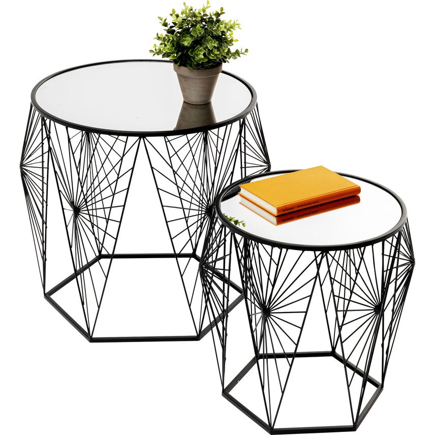 Cobweb Black Side Table Set of 2