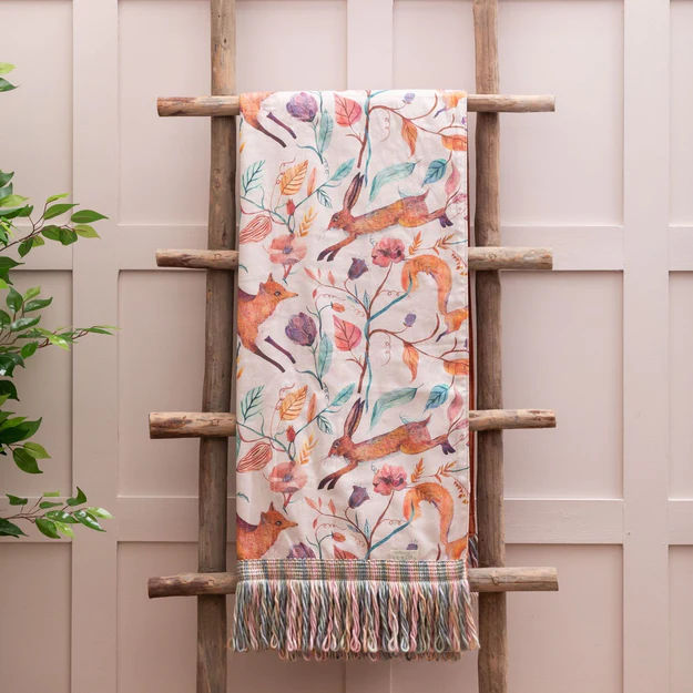 Leaping Into The Fauna Linen Lined Throw