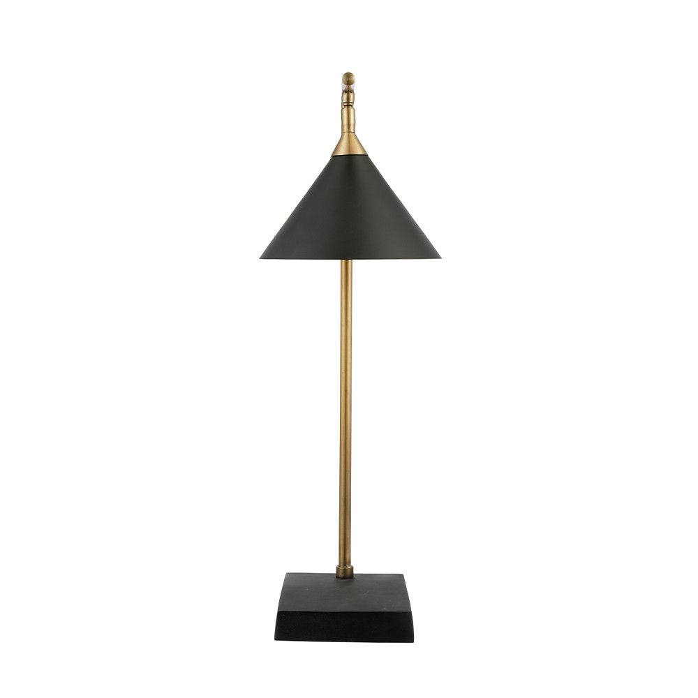 Zeta Matte Black and Antique Brass Table Lamp