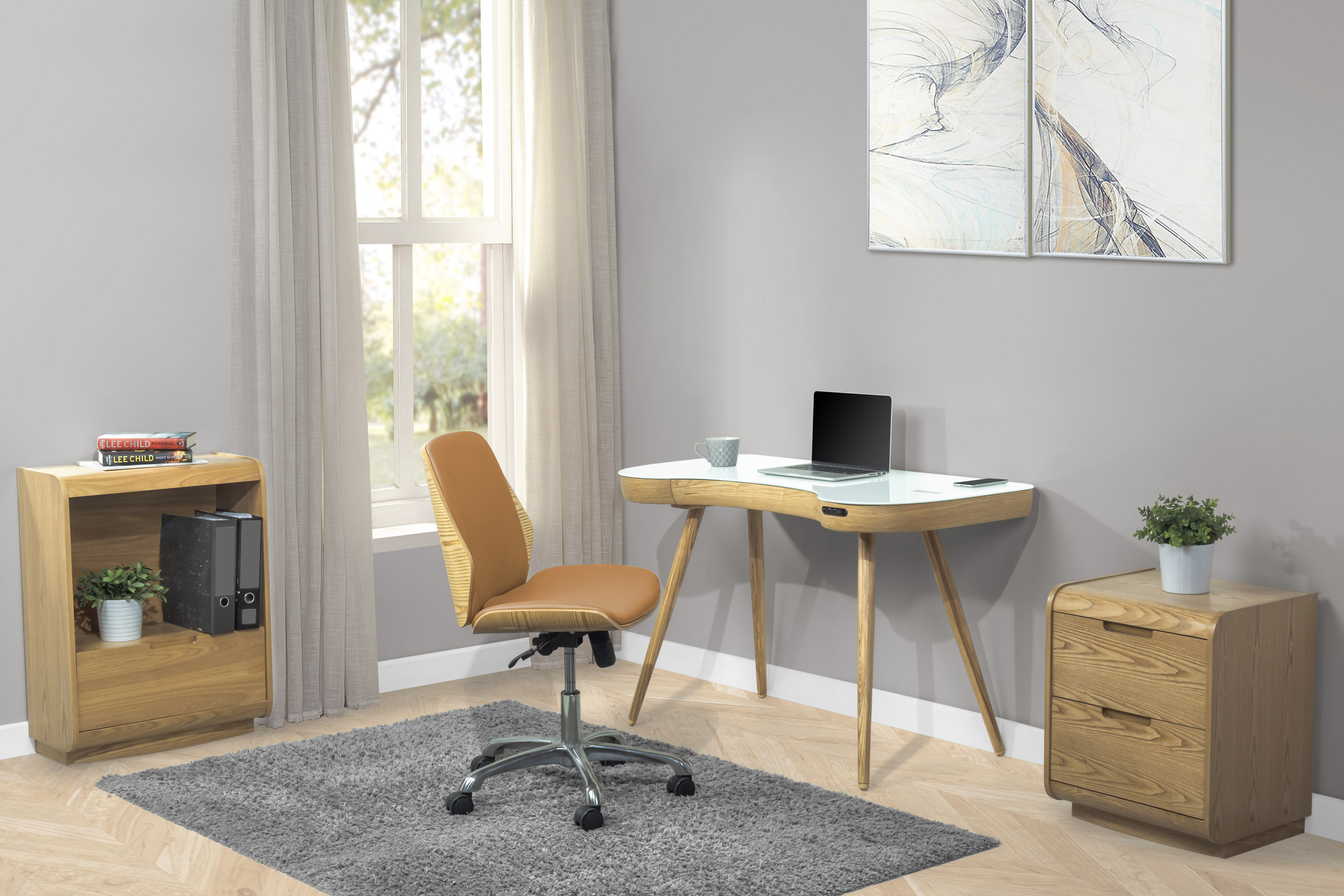 Miami Universal Office Chair Oak/Tan