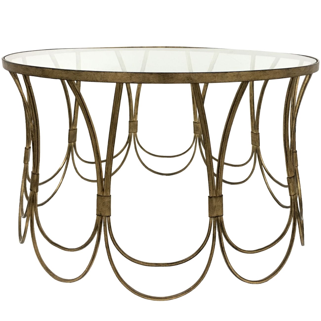 Deco Champagne Iron Coffee Table With Scallop Detail