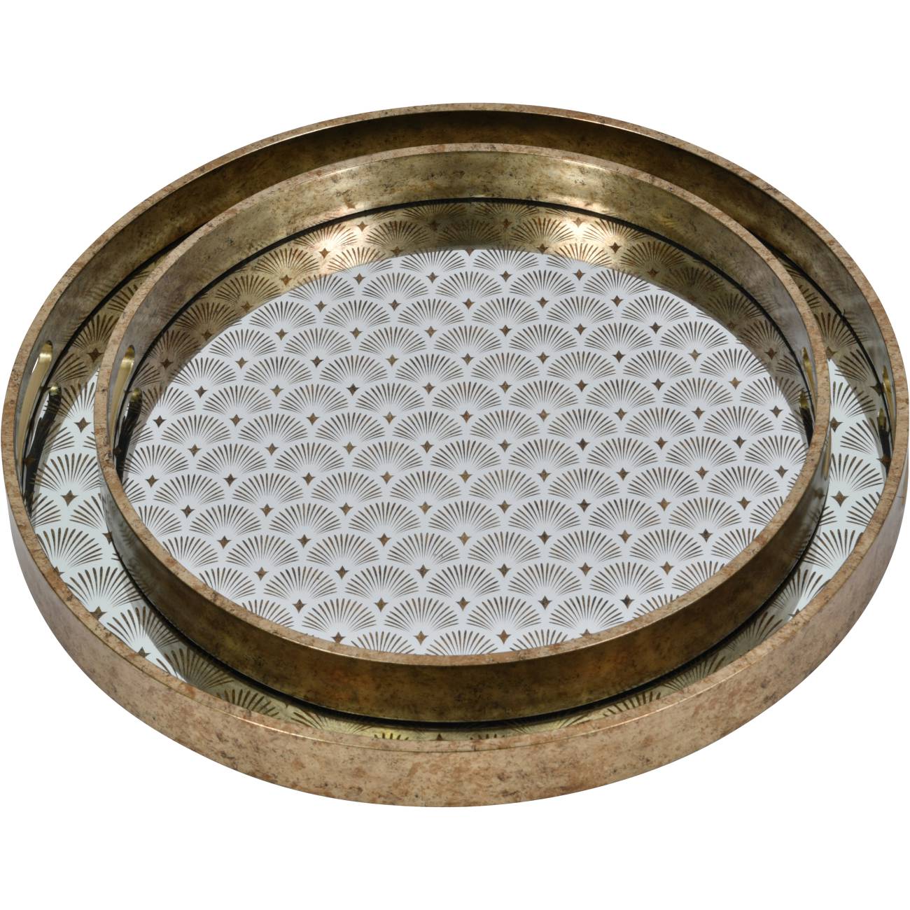 Gold Deco Scallop Antique Trays