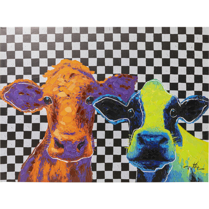 Colourful Cows Canvas Picture