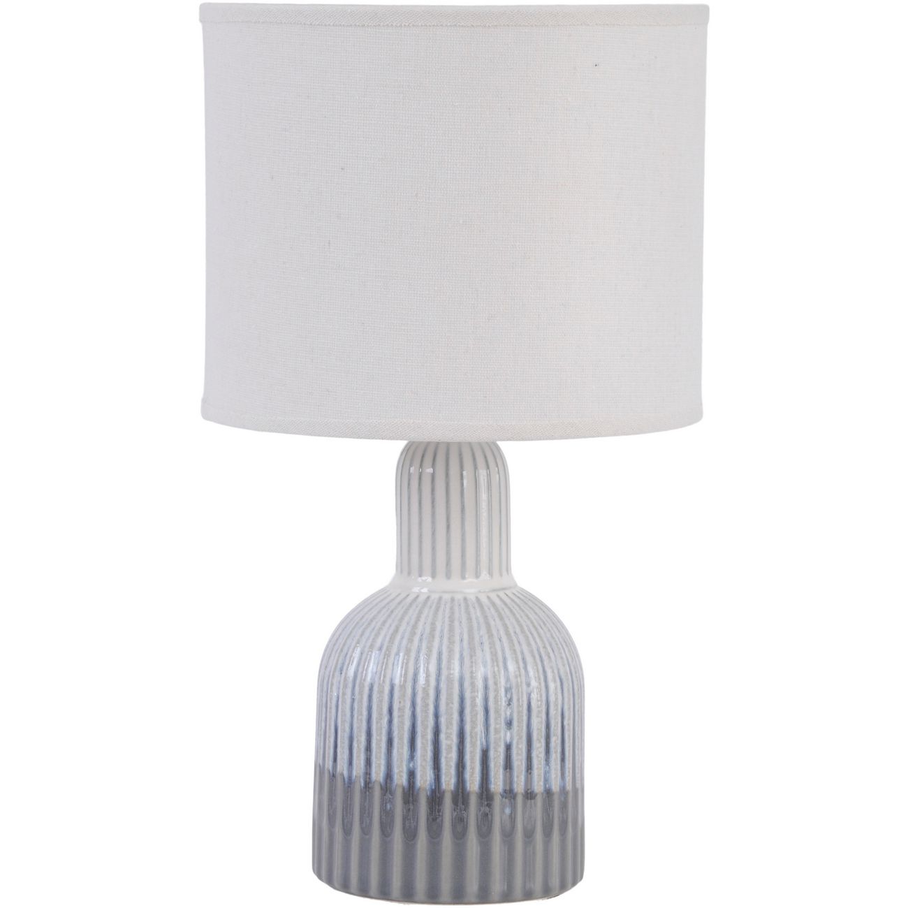Ribbed Grey Porcelain Lamp with White Shade