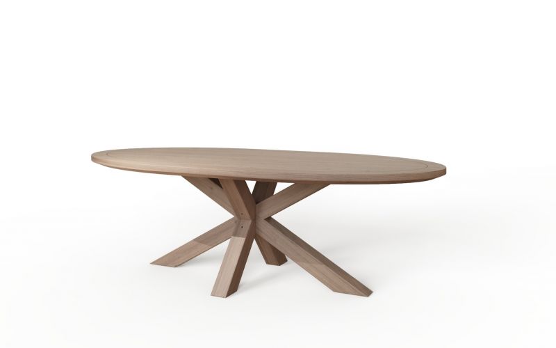 Hugo Double X Pedestal Oval Dining Table